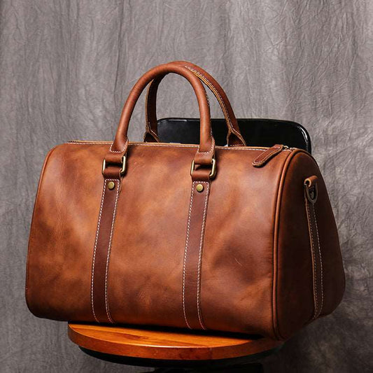 Sac de voyage en cuir rétro de luxe pour hommes et femmes