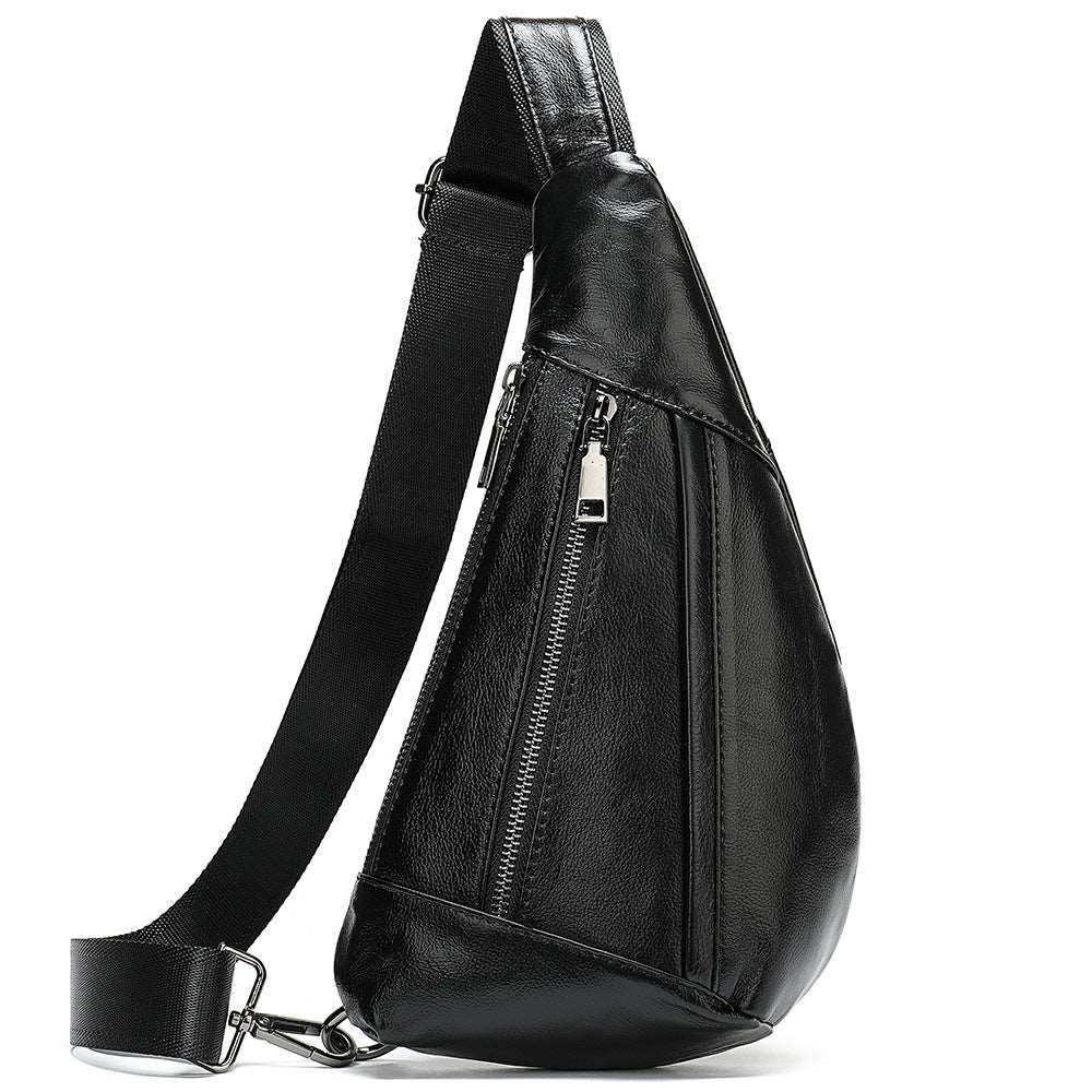 Sac poitrine et bandoulière en cuir de vachette pour homme