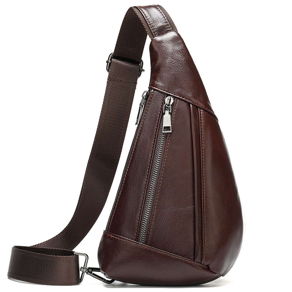 Sac poitrine et bandoulière en cuir de vachette pour homme