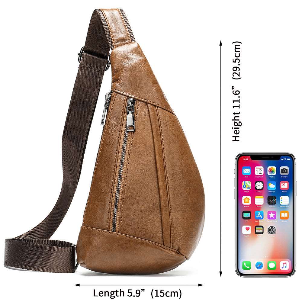 Sac poitrine et bandoulière en cuir de vachette pour homme