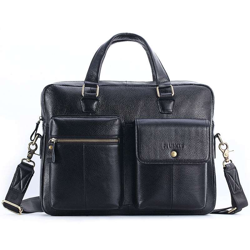 Men's Genuine Leather Top Layer Cowhide Briefcase Messenger Bag