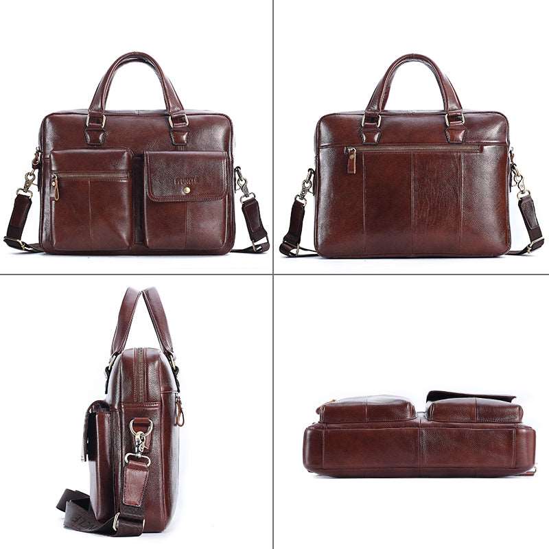 Men's Genuine Leather Top Layer Cowhide Briefcase Messenger Bag