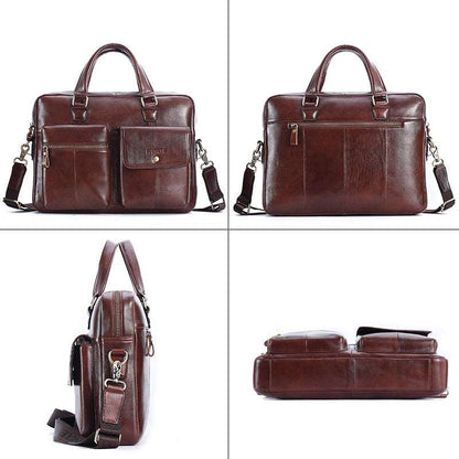 Men's Genuine Leather Top Layer Cowhide Briefcase Messenger Bag