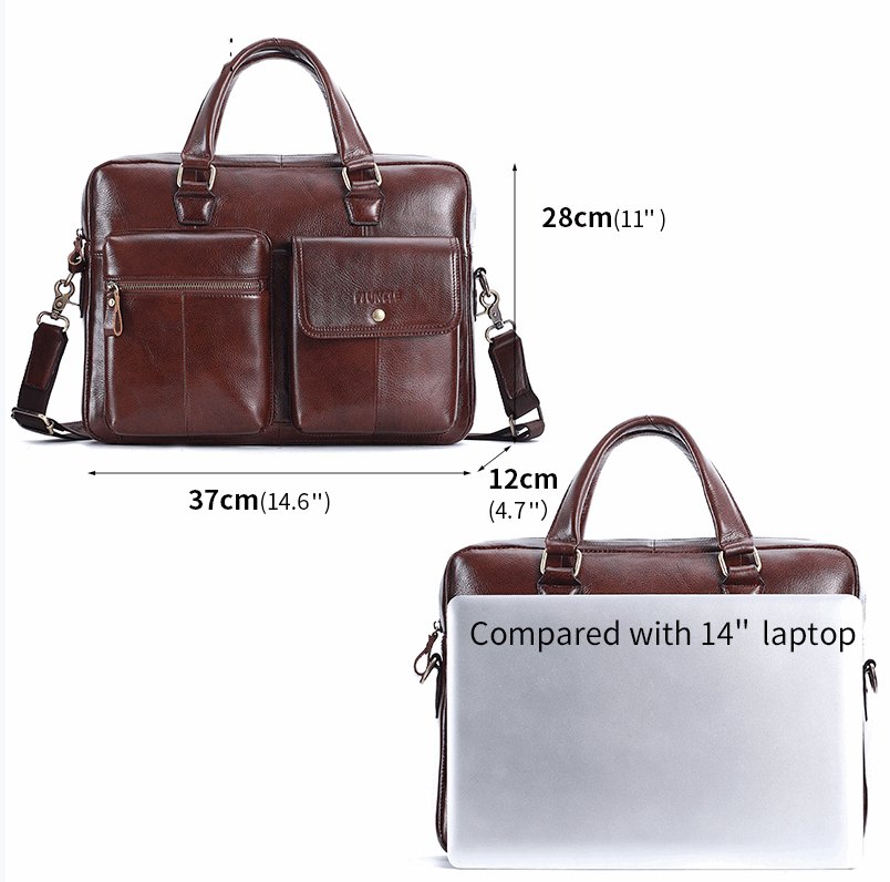 Men's Genuine Leather Top Layer Cowhide Briefcase Messenger Bag