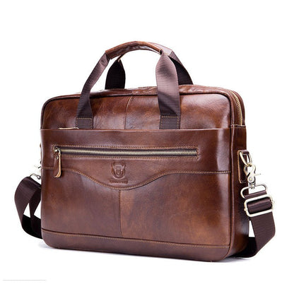 Men's Leather Laptop Shoulder Messenger Bag