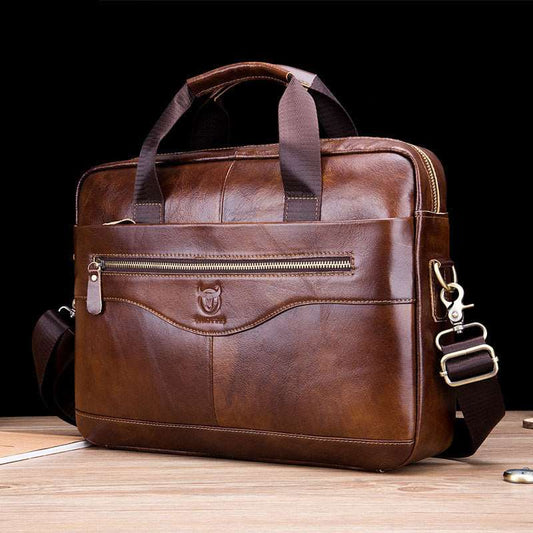 Men's Leather Laptop Shoulder Messenger Bag