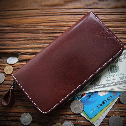 Men's Long Leather Zipper Wallet