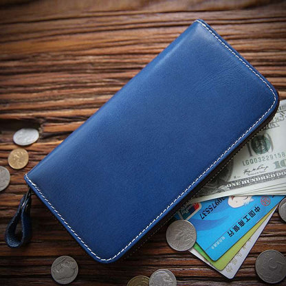 Men's Long Leather Zipper Wallet