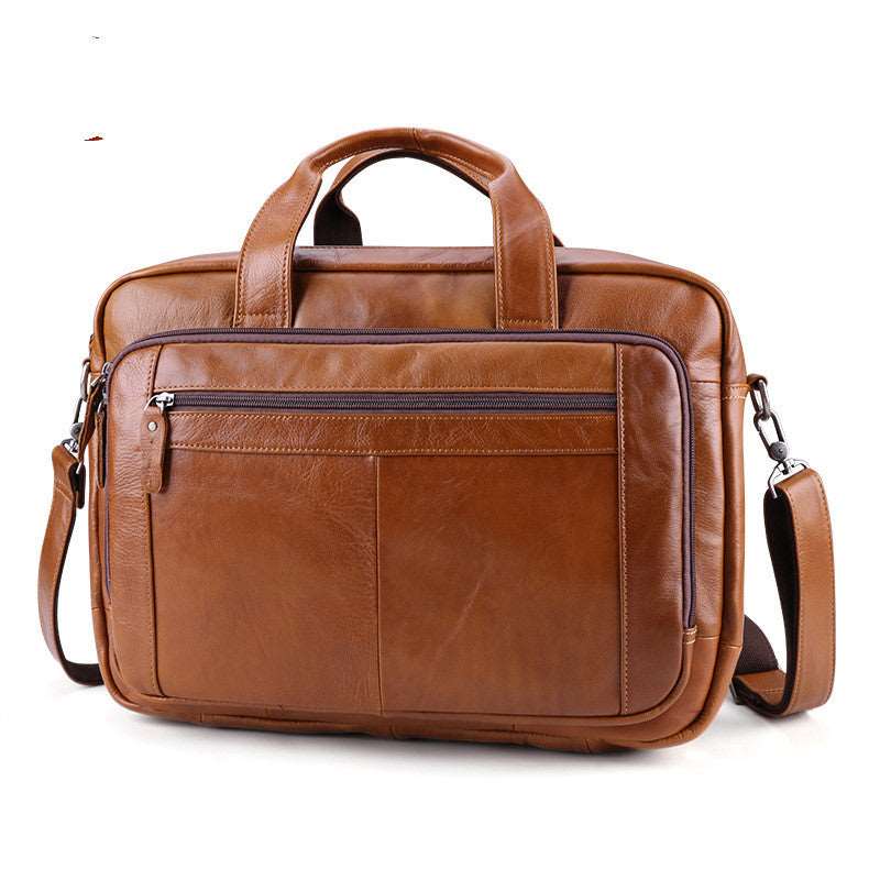 Men's Luxury 17 inch Cowhide Leather Computer Bag