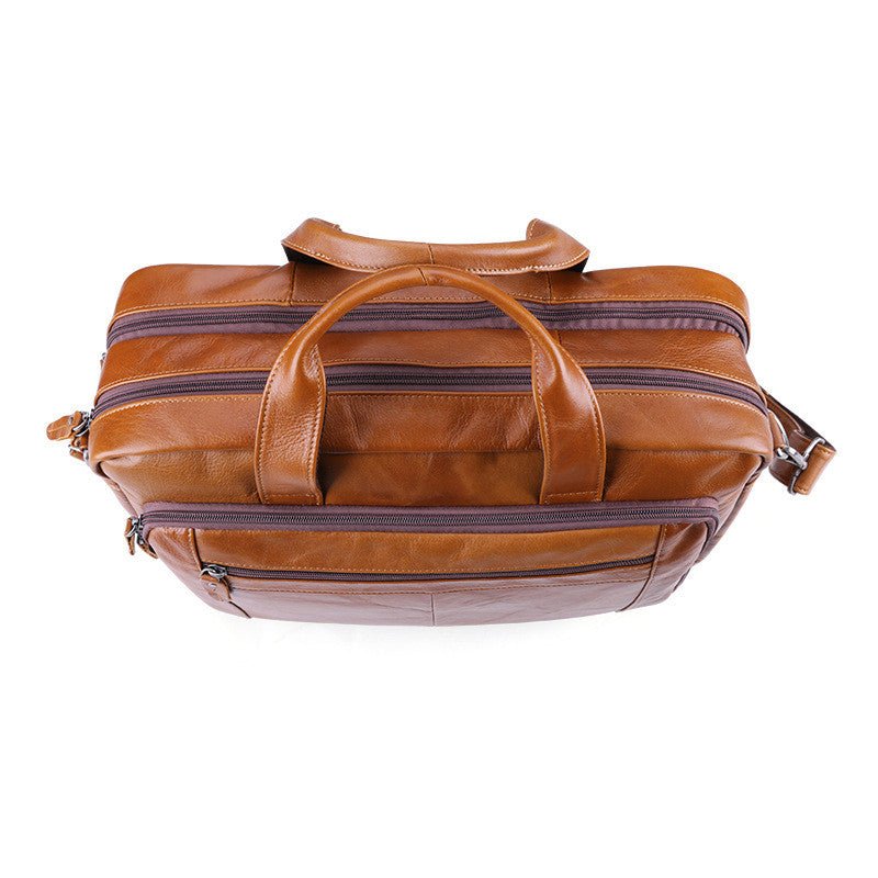 Men's Luxury 17 inch Cowhide Leather Computer Bag