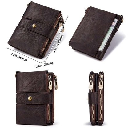 Men's Luxury Antimagnetic Cowhide Leather Chain Wallet