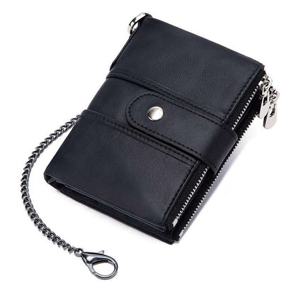 Men's Luxury Antimagnetic Cowhide Leather Chain Wallet