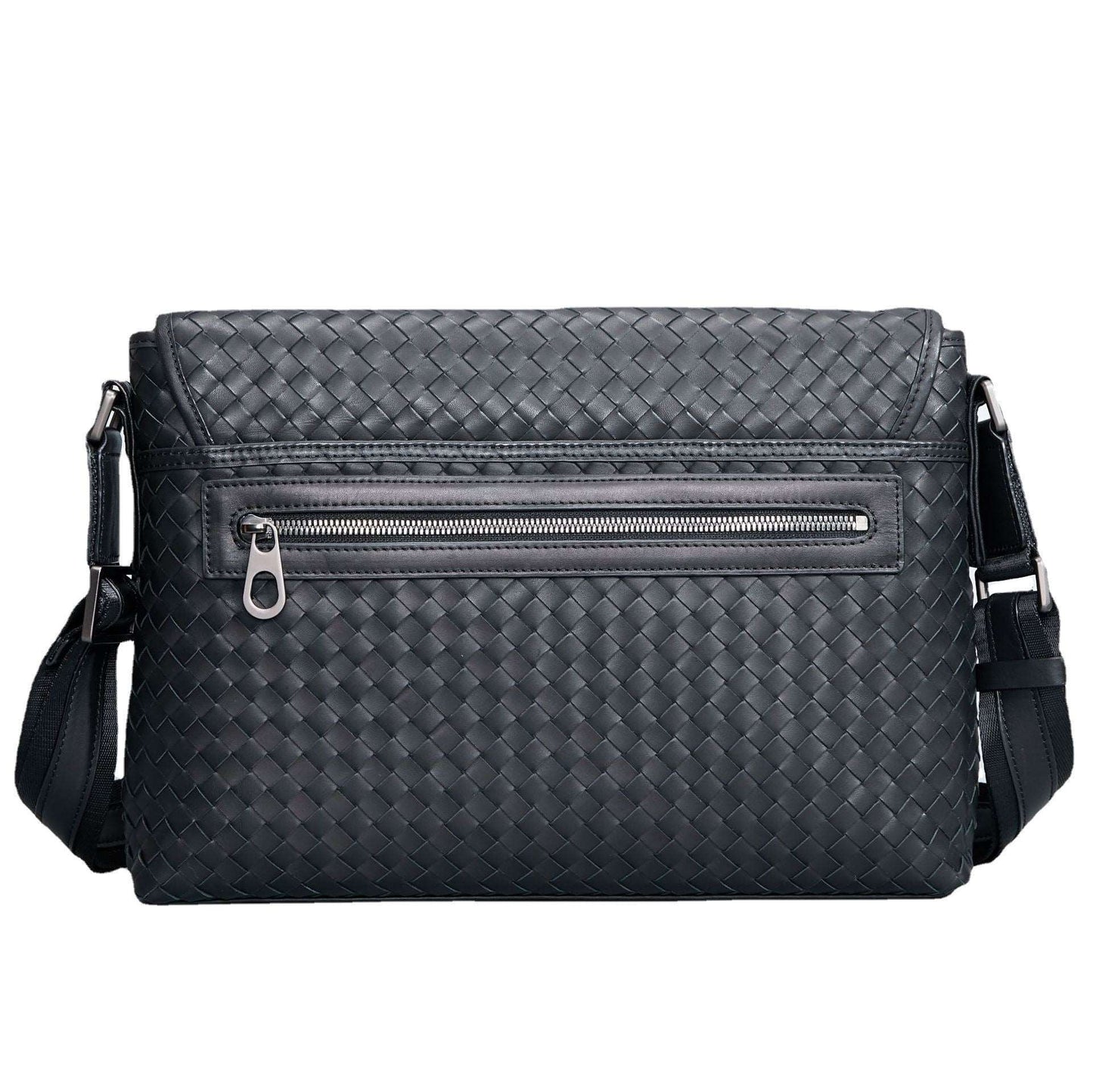 Men's Luxury Business Casual Leather Woven Messenger Bag