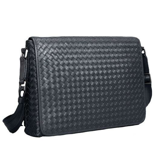 Men's Luxury Business Casual Leather Woven Messenger Bag