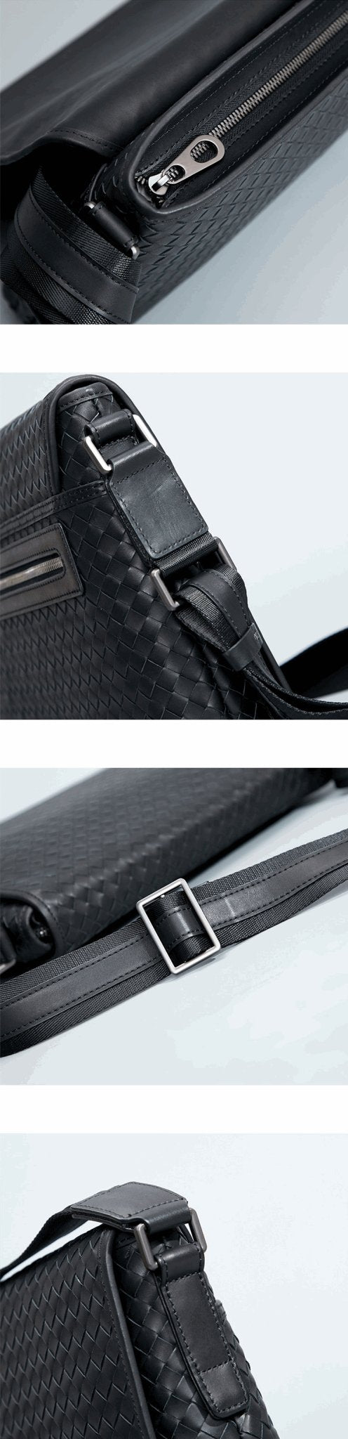 Men's Luxury Business Casual Leather Woven Messenger Bag