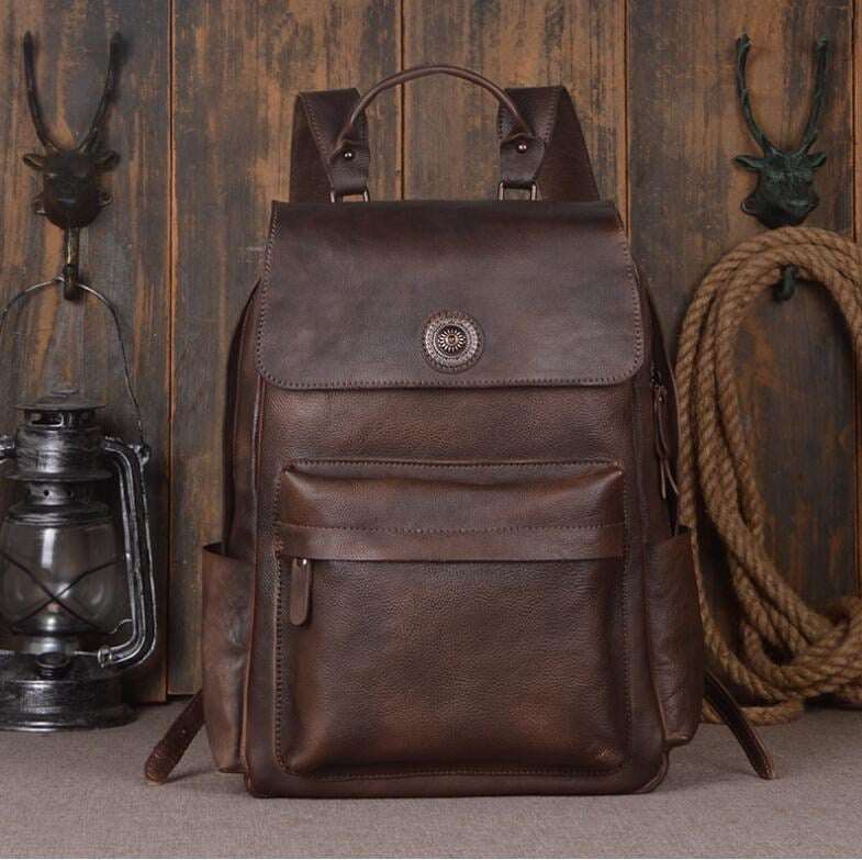 Sac à dos à bandoulière en cuir classique de luxe pour hommes