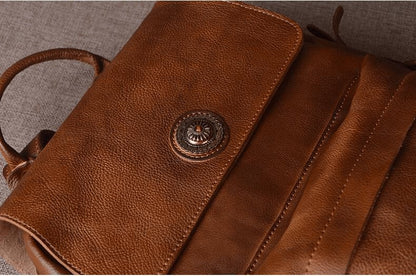 Men's Luxury Classic Leather Shoulder Backpack
