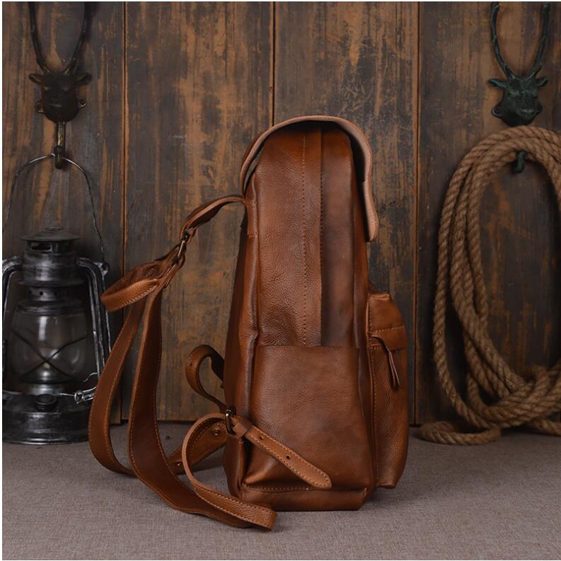 Men's Luxury Classic Leather Shoulder Backpack