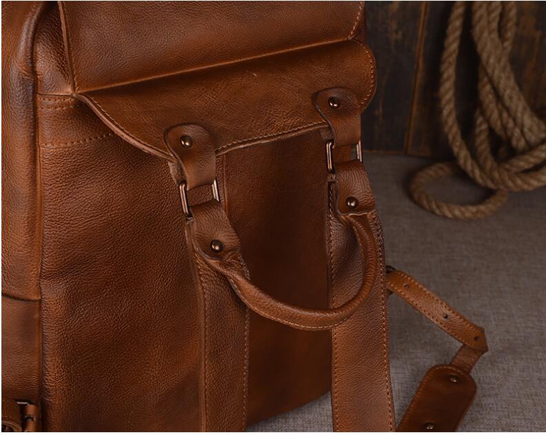 Men's Luxury Classic Leather Shoulder Backpack