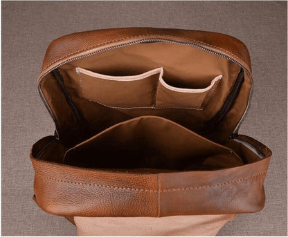 Men's Luxury Classic Leather Shoulder Backpack