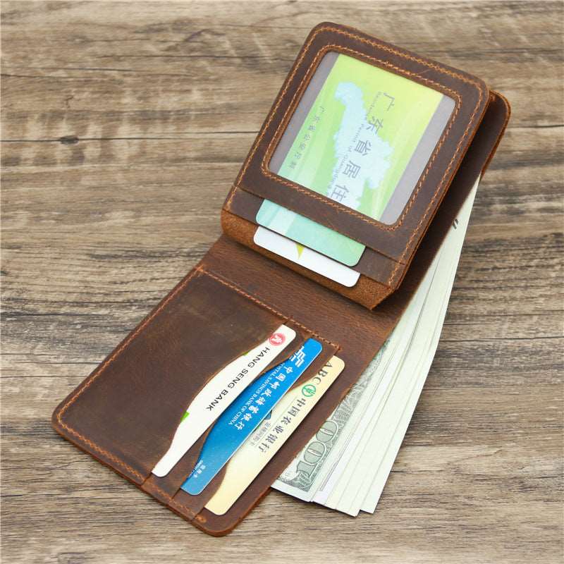 Men's Luxury Cowhide Leather Tri-Fold Wallet