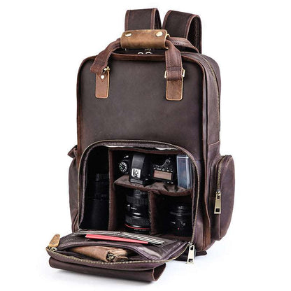 Men's Luxury Leather Camera Backpack