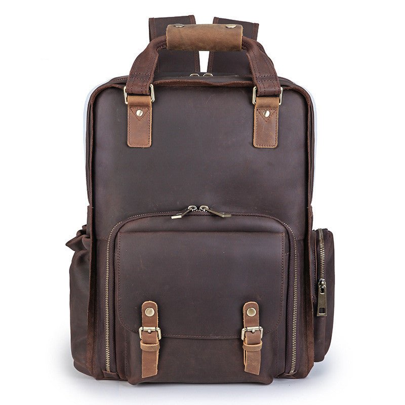 Men's Luxury Leather Camera Backpack