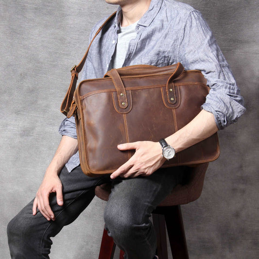 Men's Luxury Leather Medium Laptop  Bag