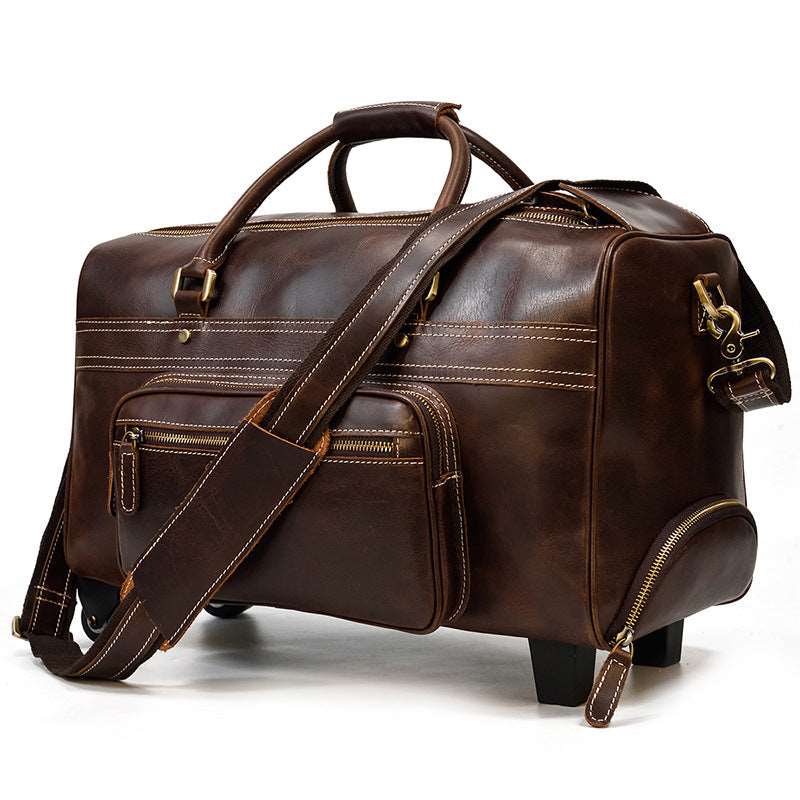 Sac de voyage trolley en cuir de luxe pour hommes