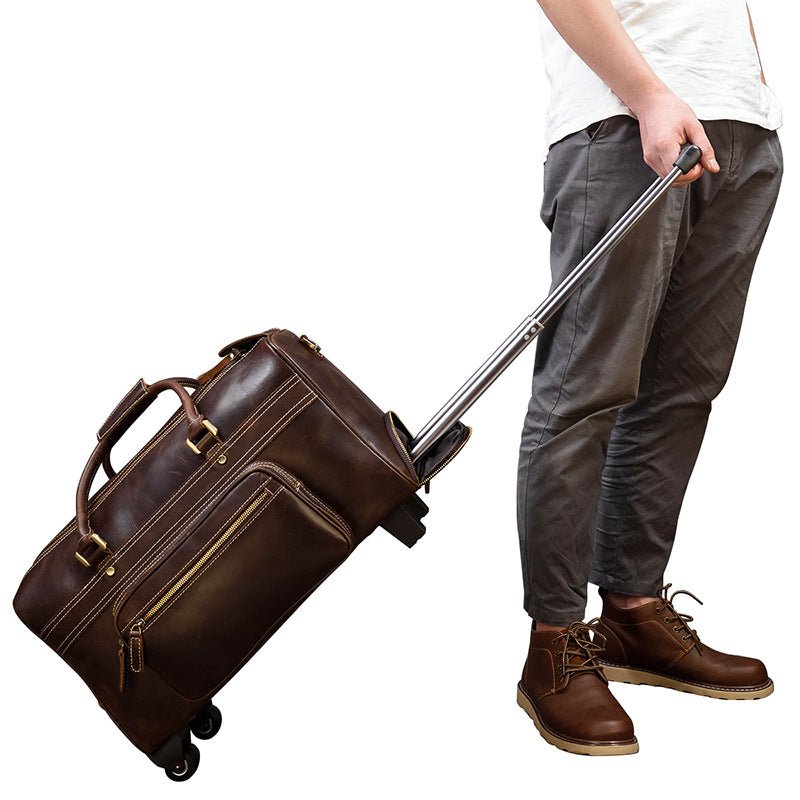 Sac de voyage trolley en cuir de luxe pour hommes