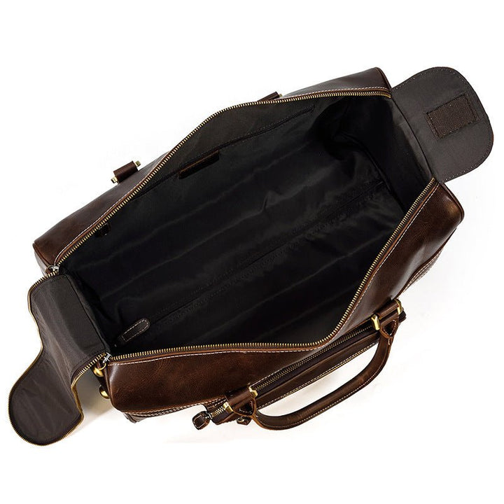 Men's Luxury Leather Trolley Travel Bag