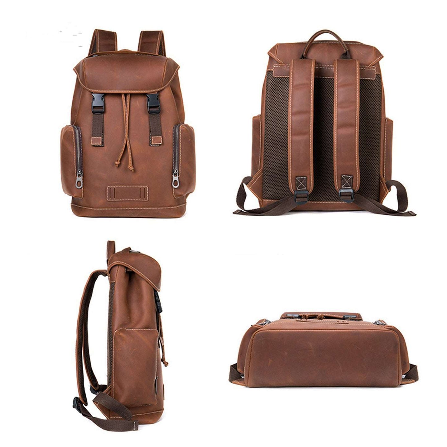 Men's Luxury Retro Leather Outdoor Travel Backpack