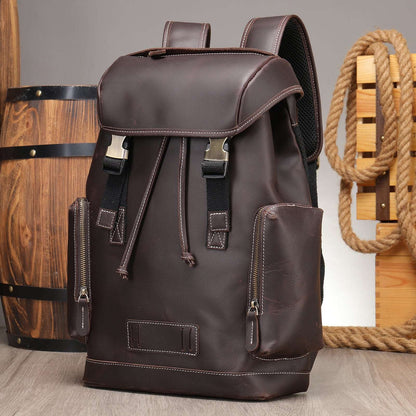 Men's Luxury Retro Leather Outdoor Travel Backpack