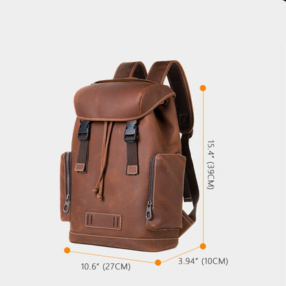 Men's Luxury Retro Leather Outdoor Travel Backpack