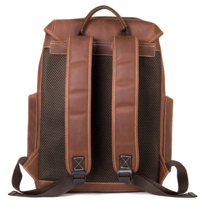 Men's Luxury Retro Leather Outdoor Travel Backpack