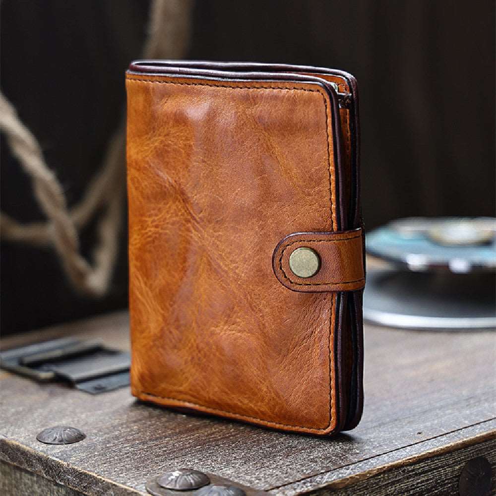 Men's Luxury Vegetable Tanned Short Leather Wallet