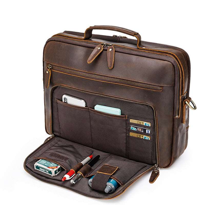 Men's Luxury Vintage Leather Briefcase Laptop Bag