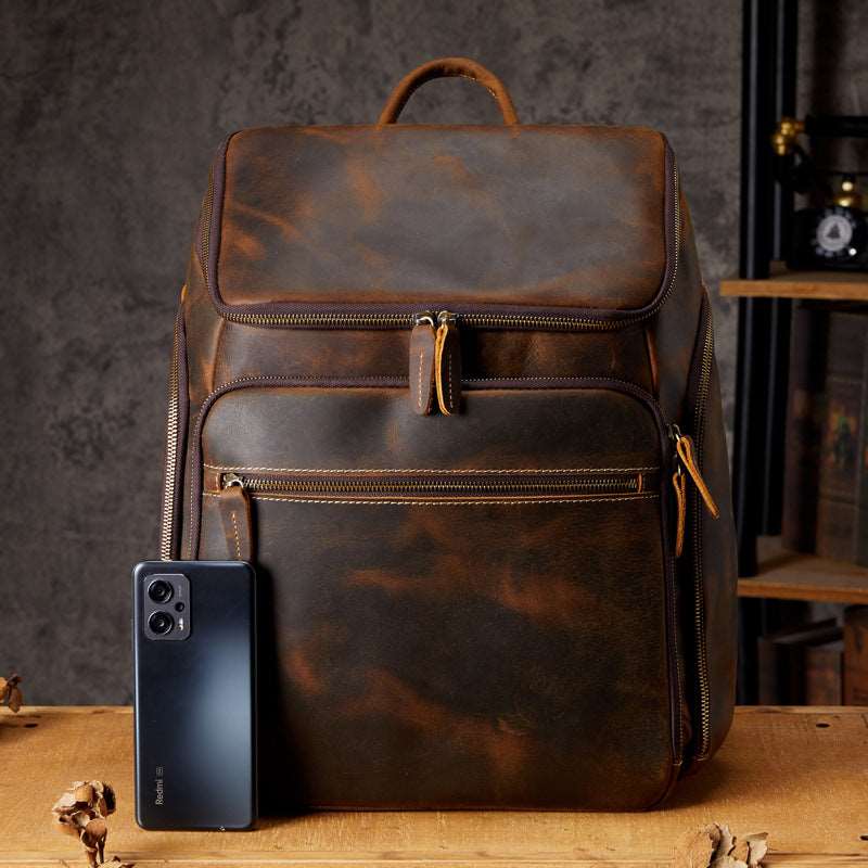 Men's Luxury Vintage Leather Computer Backpack