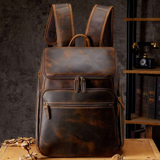 Men's Luxury Vintage Leather Computer Backpack