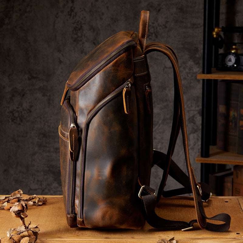 Men's Luxury Vintage Leather Computer Backpack