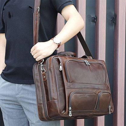 Men's Luxury Wax Leather Shoulder Bag