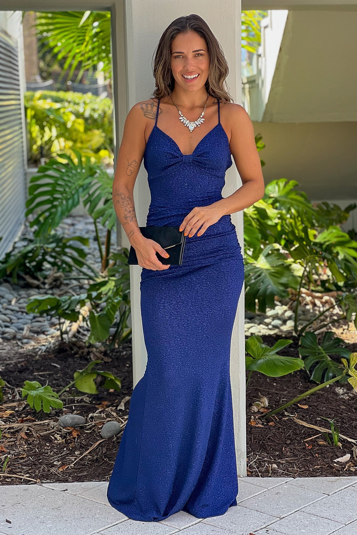 Navy Glitter Mermaid Maxi Dress