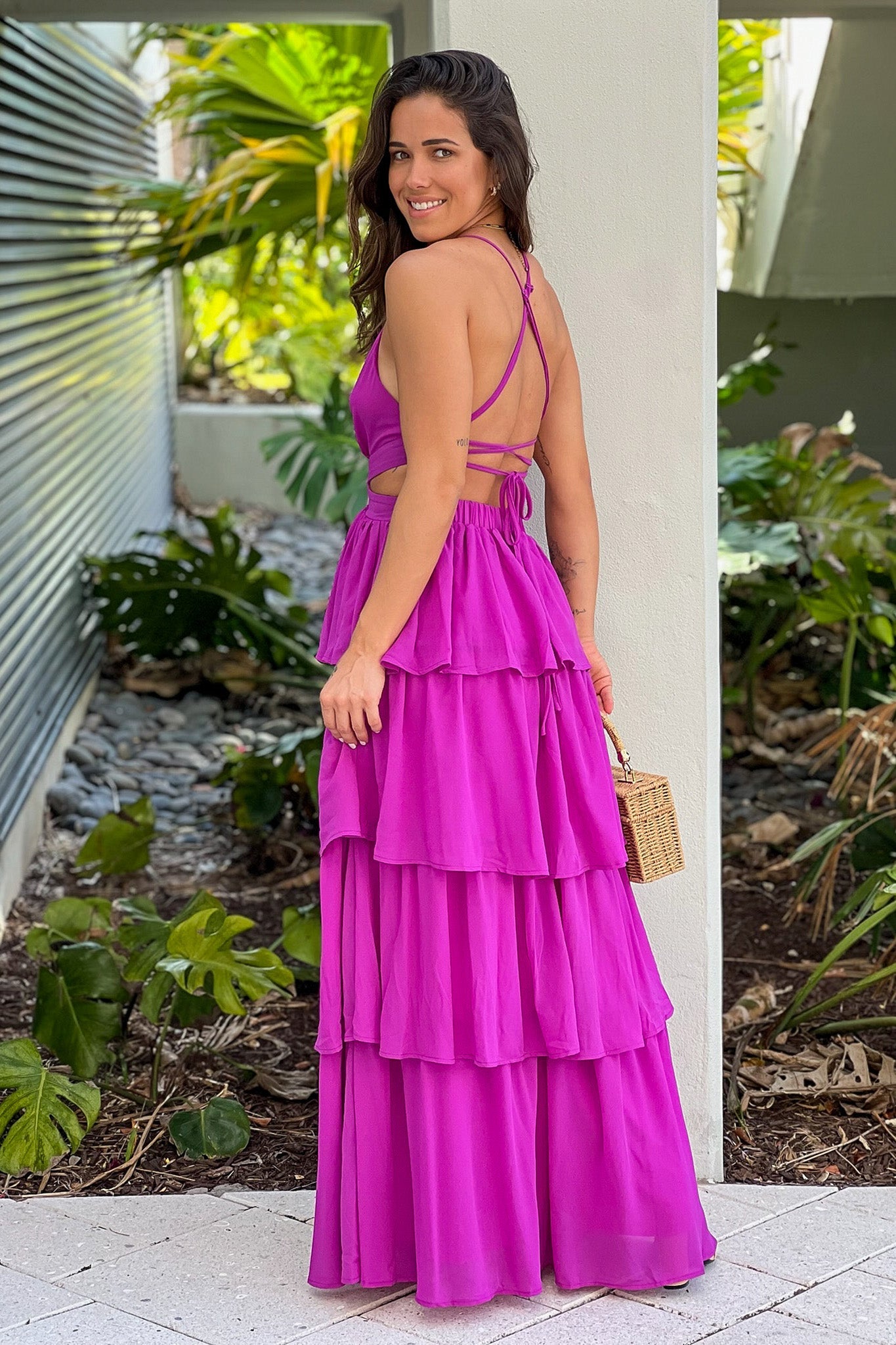 Orchid Layered Maxi Dress With Cut Outs