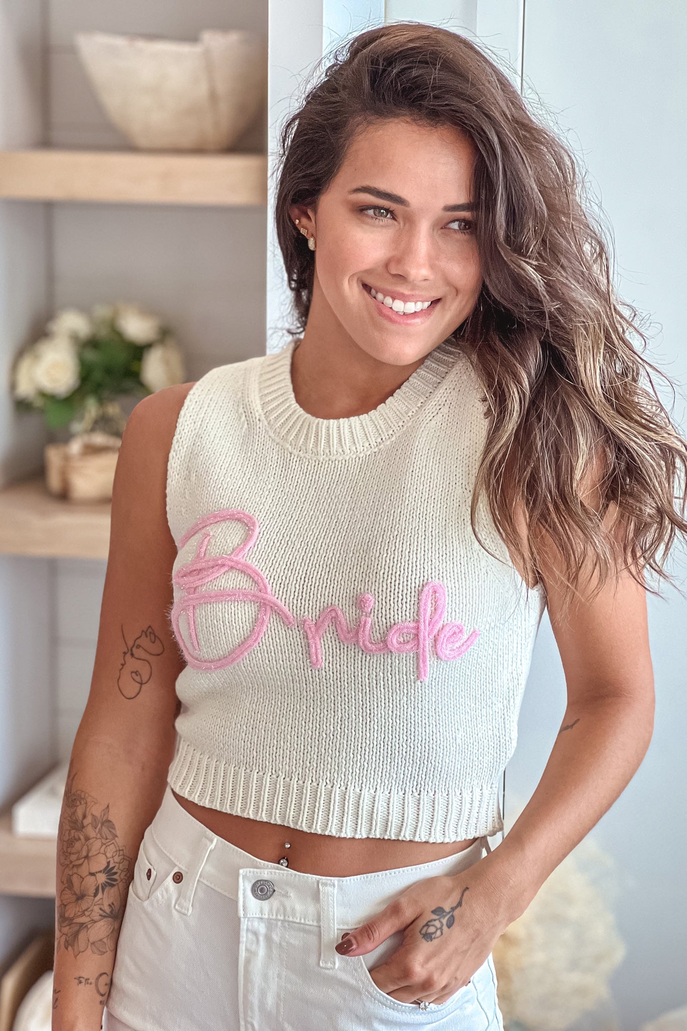 White Bride Sleeveless Knit Top