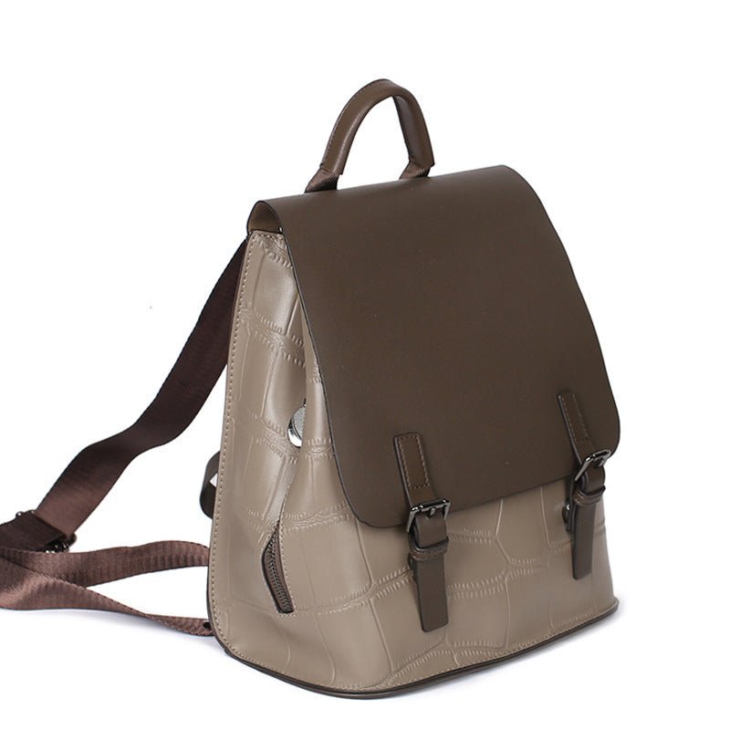 Women's Genuine Leather Assorted Color Simple Backpack