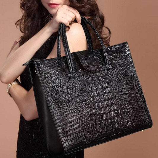 Grand fourre-tout en crocodile pour femme