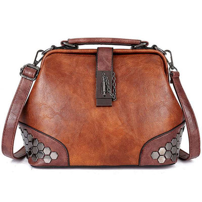 Women's Lock Chain Rivets Crossbody Shoulder Bag