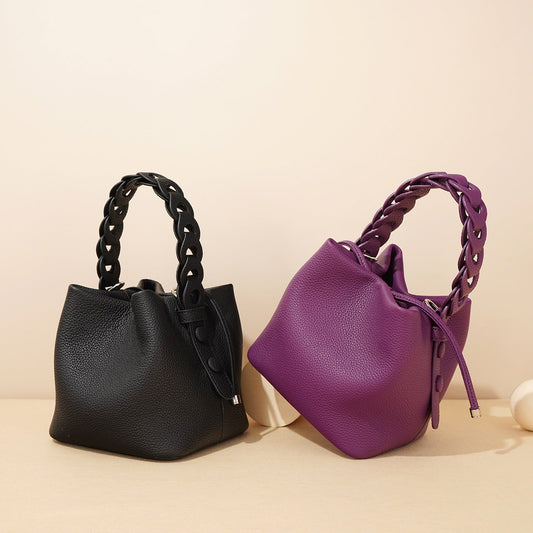 Women's Luxury Genuine Leather Bucket Bag Spring