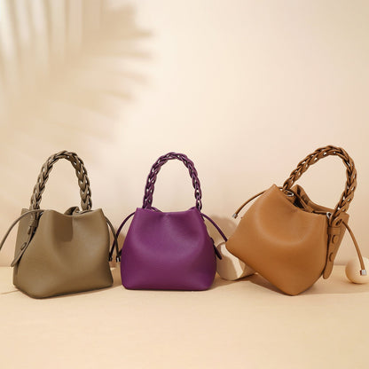 Women's Luxury Genuine Leather Bucket Bag Spring