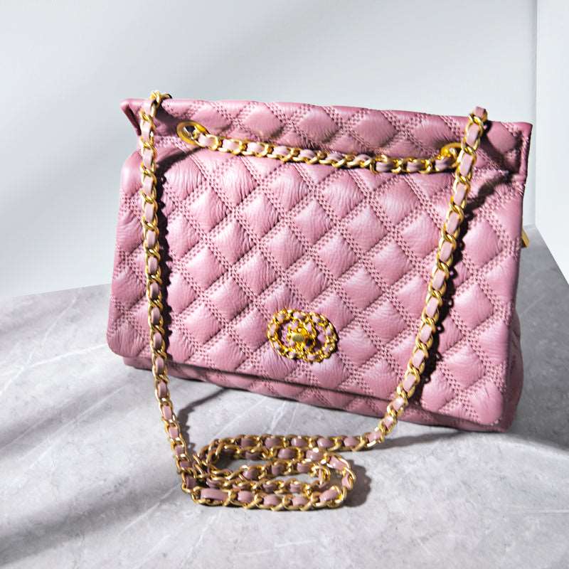 Sac à bandoulière en cuir de luxe à motif diamant pour femme